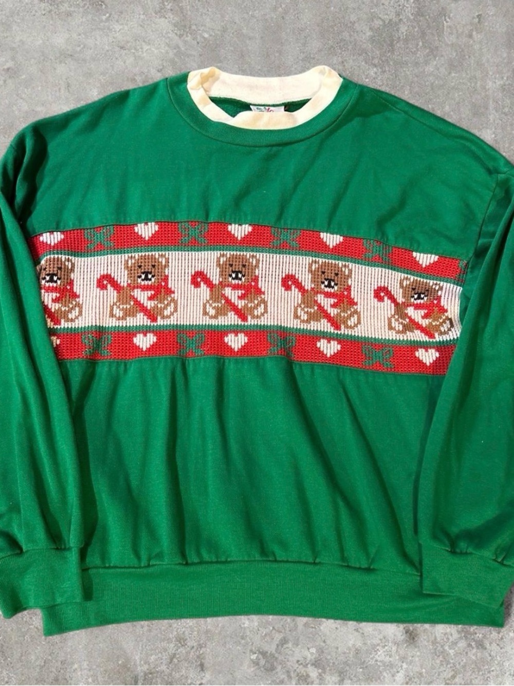 Women’s XL Vintage green holiday bear sweater made in U.S.A - Nutcracker